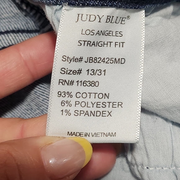 JUDY BLUE Jeans 13/31 Distressed Straight Leg Mid Rise Raw Hem Style JB82425MD - Picture 8 of 10